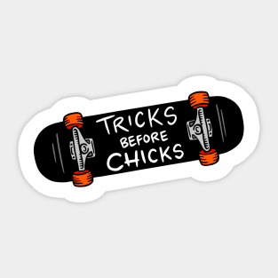 Tricks Before Chicks Skateboard Art Sticker